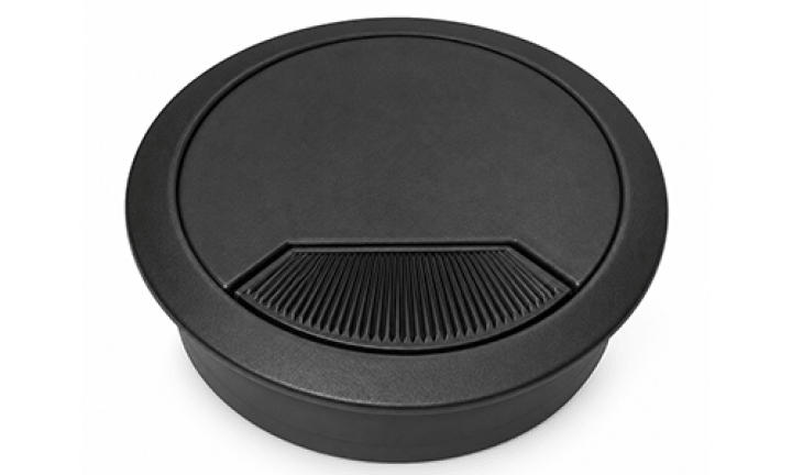 Black plastic cable grommet - 80mm