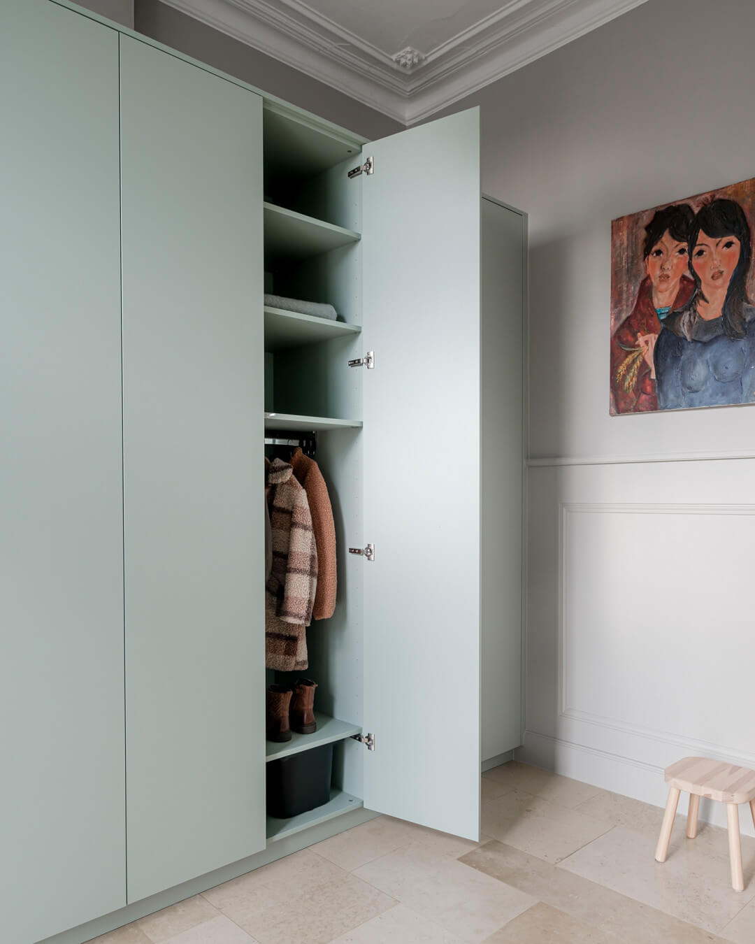 Custom cabinet in industrial green in a manor