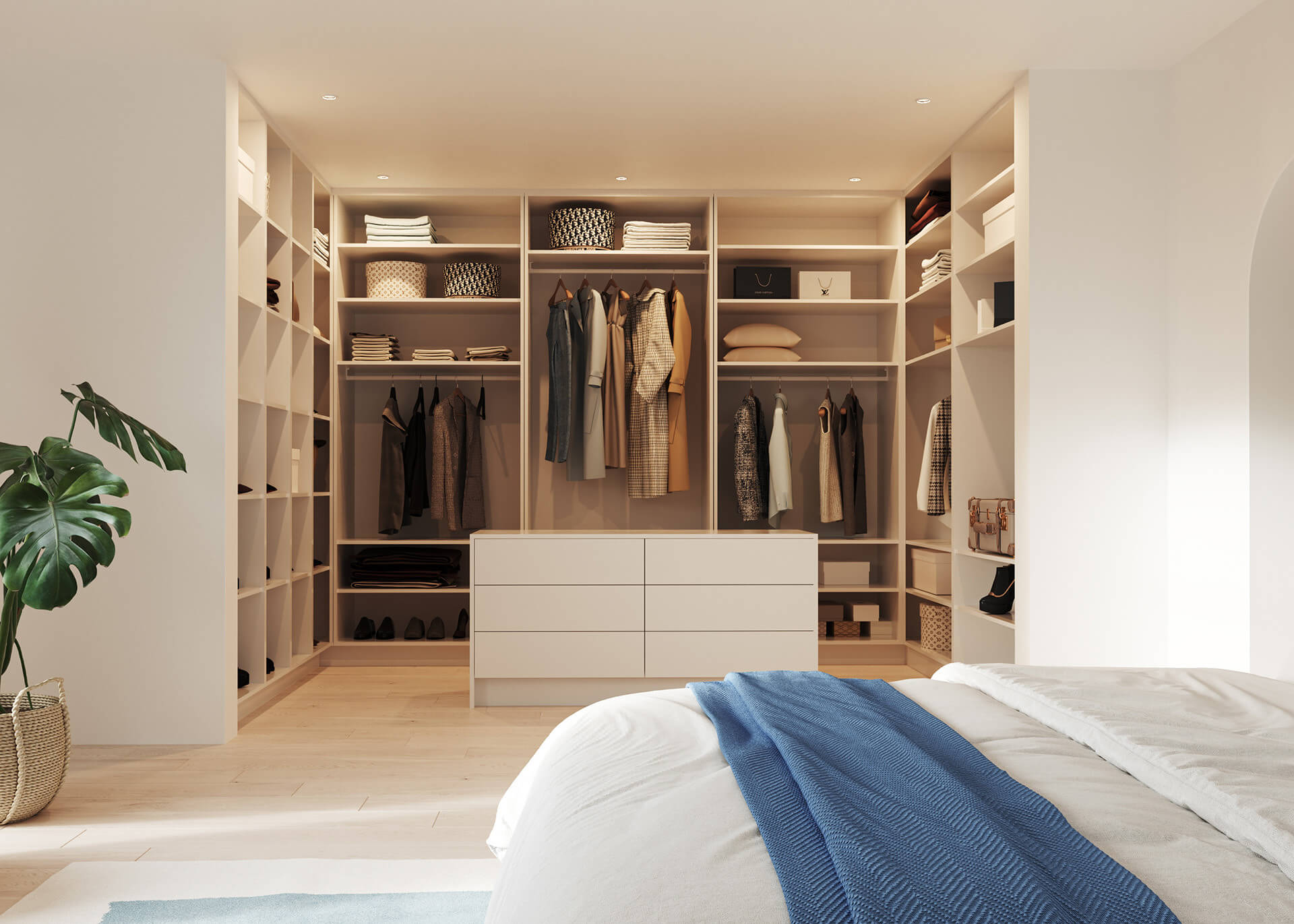 Dressing sur mesure avec un îlot central