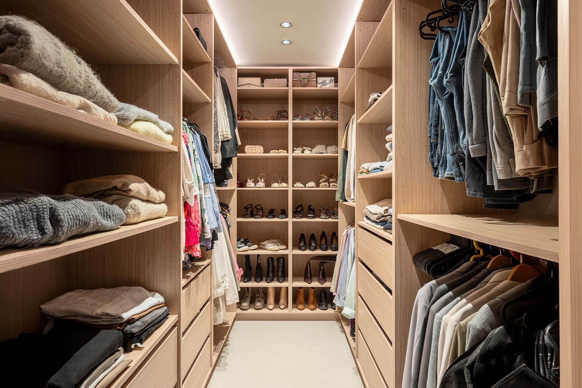Customised walk-in wardrobe from Maatkasten Online