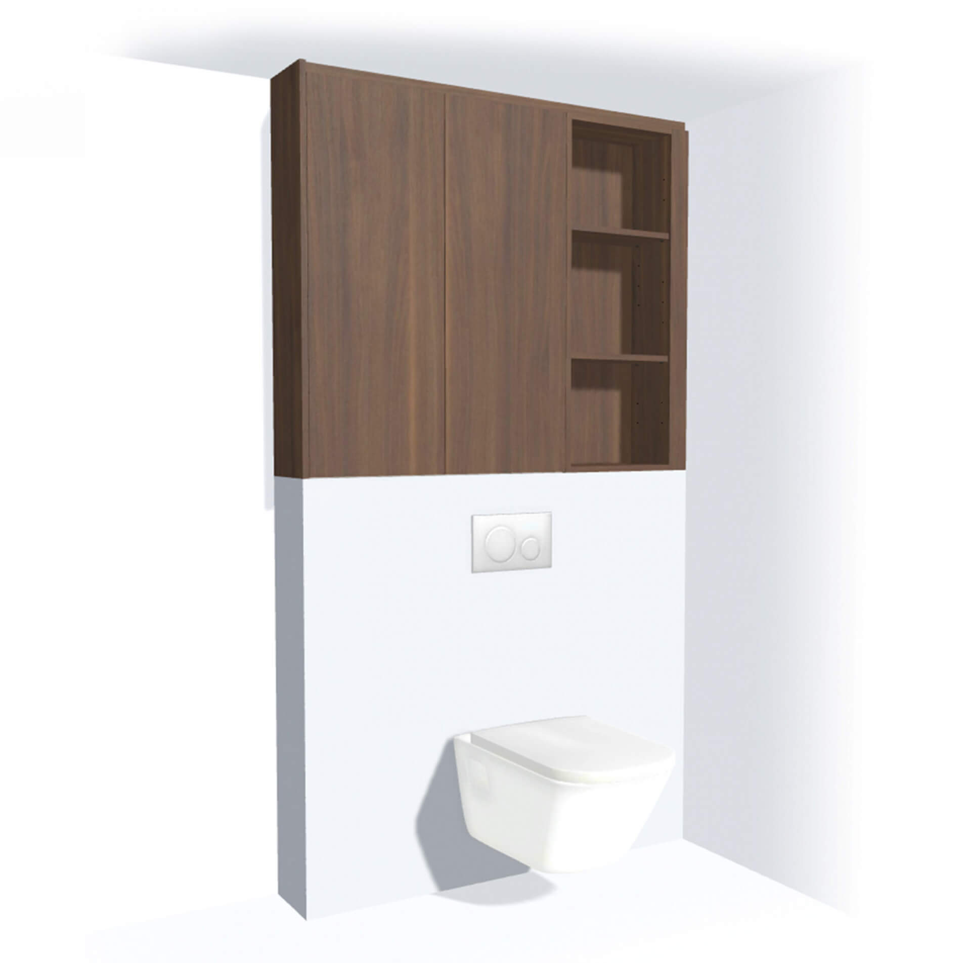Meuble de rangement sur mesure au-dessus de vos toilettes en bois de noyer