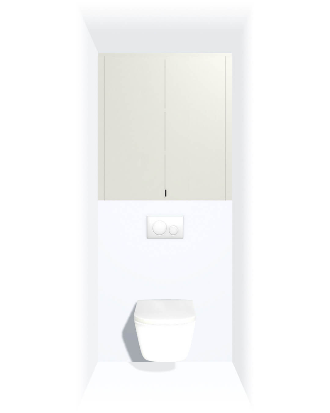 White built-in toilet cabinet