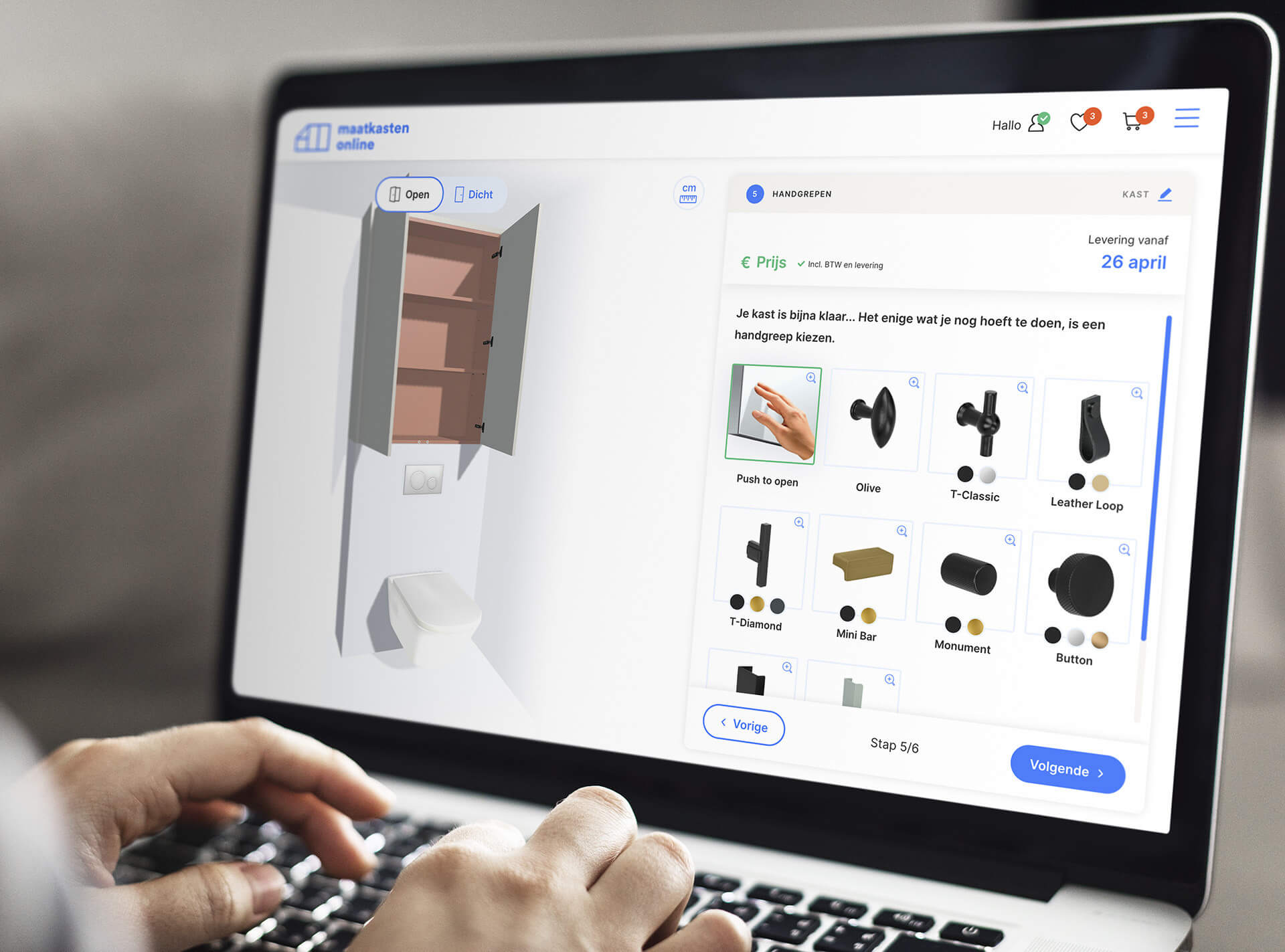 Choosing the handles for my bathroom wall cabinet