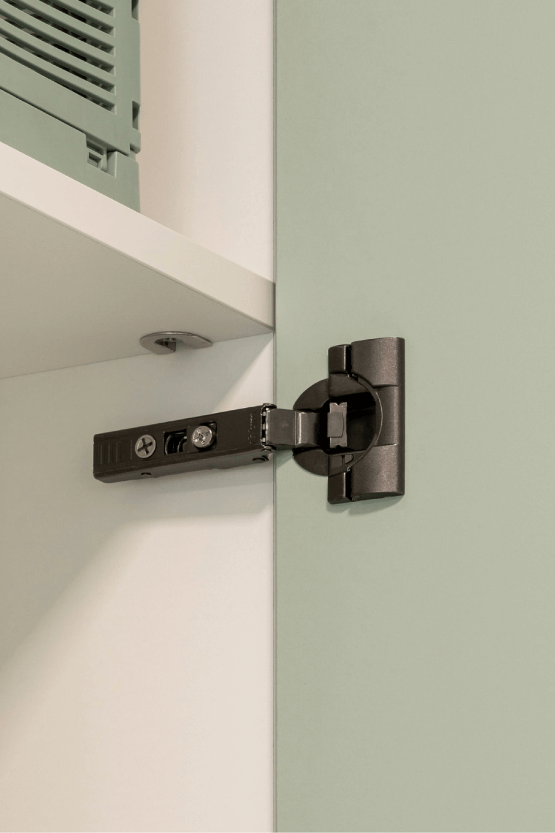 Charnière noire dans un dressing vert