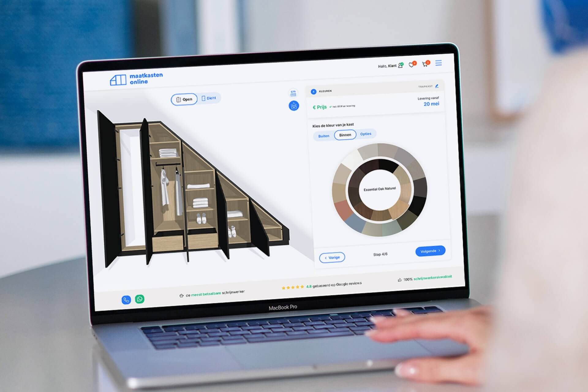 Ontwerp van een trapkast in de online configurator