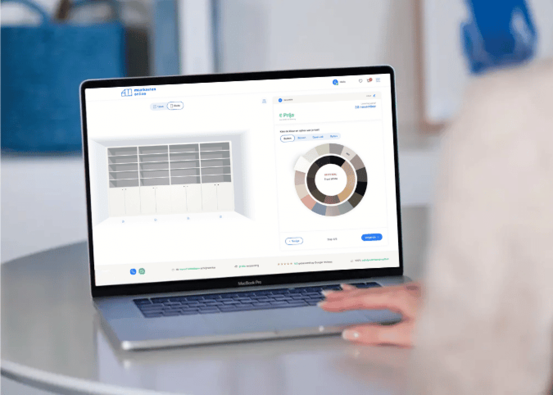 Laptop met de 3D-configurator van Maatkasten Online om je boekenkast op maat te ontwerpen