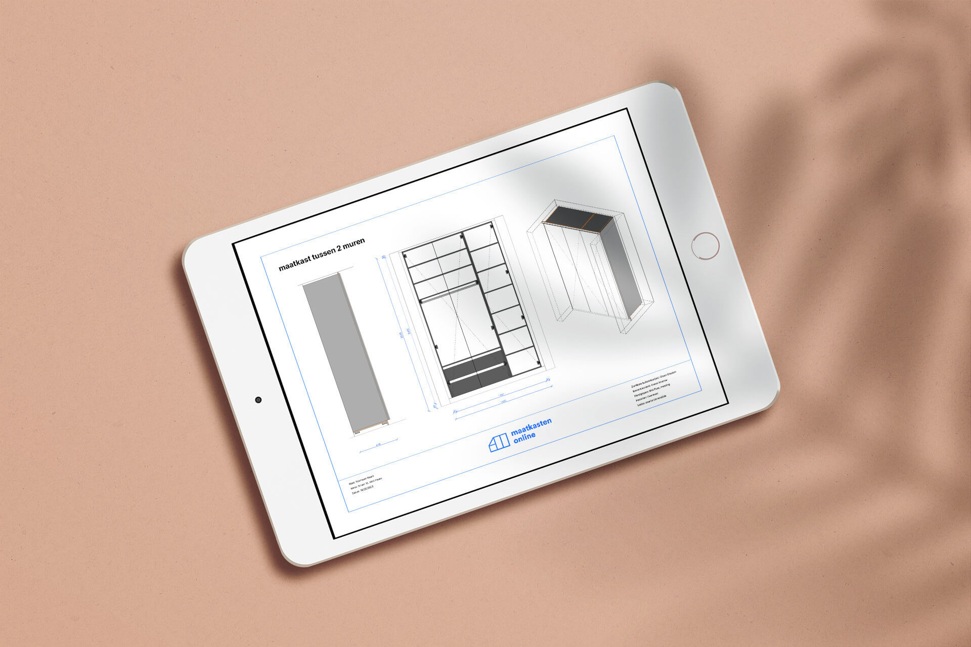 Production drawing from Maatkasten Online