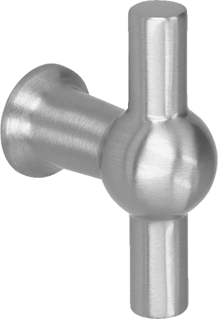 T-classic handgreep in metallic, verticaal. Zilverkleurige handgreep, lengte van 3,46 cm. Van uit de boetiek van Maatkasten Online