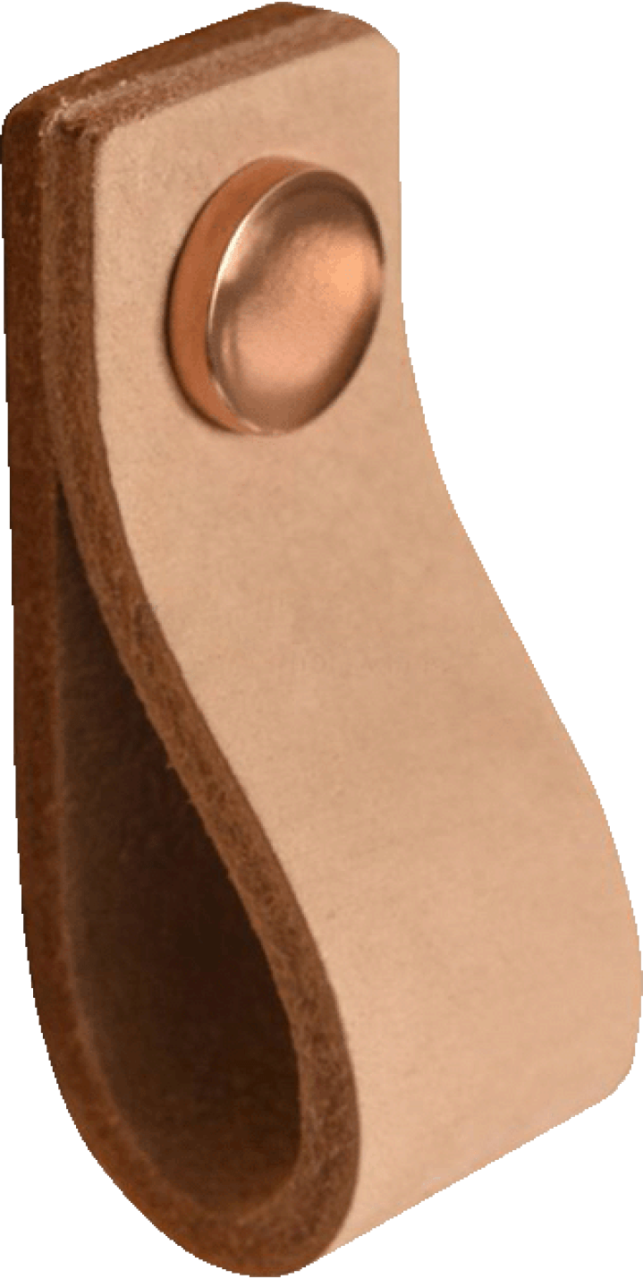 Leather Loop handgreep in koper. Grootte van 6,5cm. Van uit de boetiek van Maatkasten Online