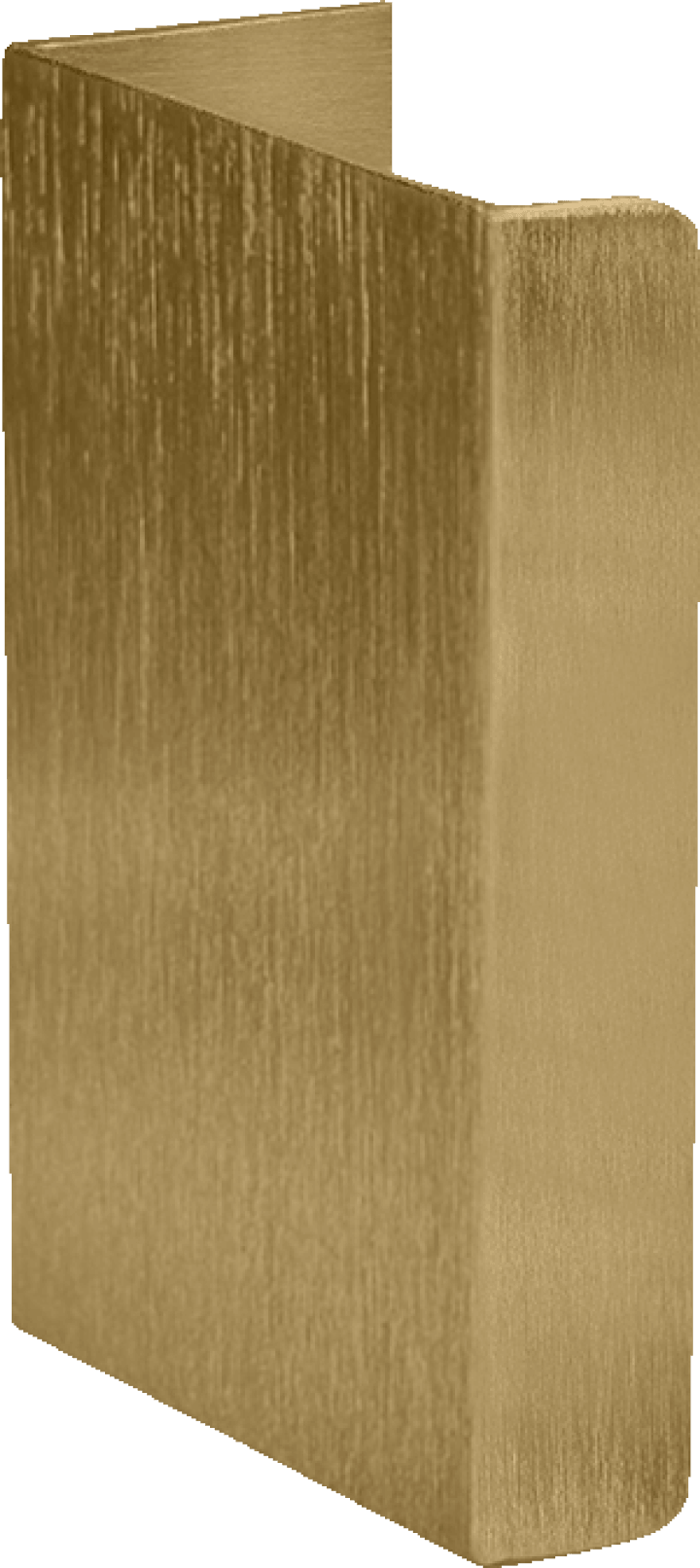 Mini Pure handgreep in messing, staande. Lengte van 5cm, in geborsteld goud. Van uit de boetiek van Maatkasten Online