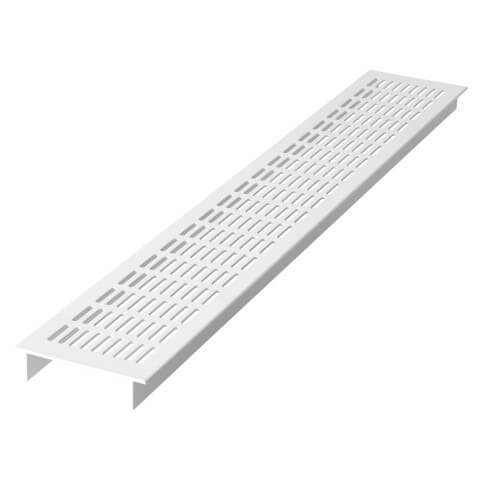Het rooster heeft een strak en tijdloos ontwerp met horizontale sleuven voor een optimale luchtcirculatie. Dankzij de neutrale witte afwerking past het moeiteloos in ieder interieur of meubel. Ideaal voor ventilatie in kasten, wanden of andere toepassingen waar een discrete en functionele luchttoevoer gewenst is.