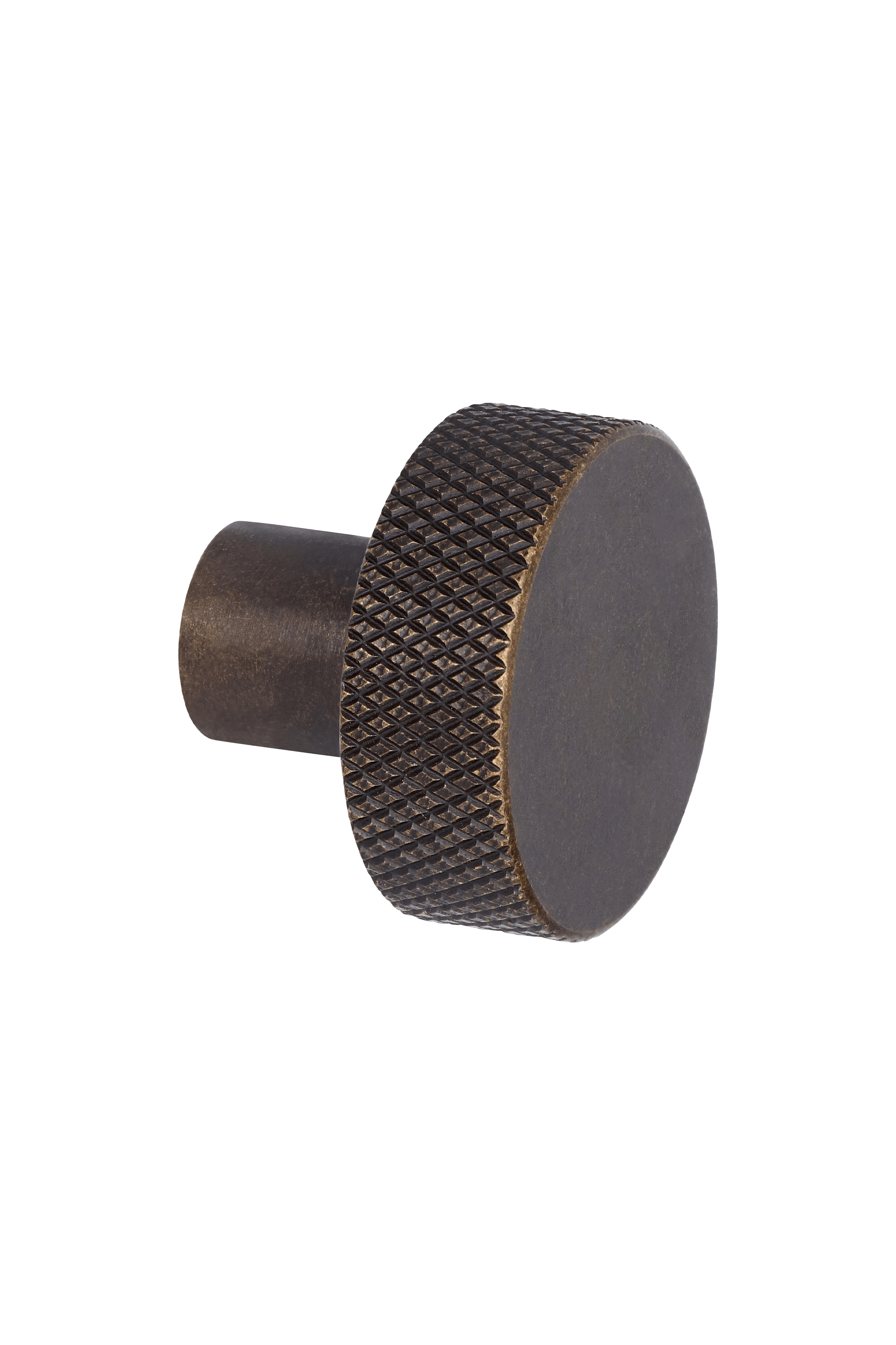 Bronze button handle, side view. Diamond-cut structure, diameter of 3.5 cm. From the Maatkasten Online boutique.