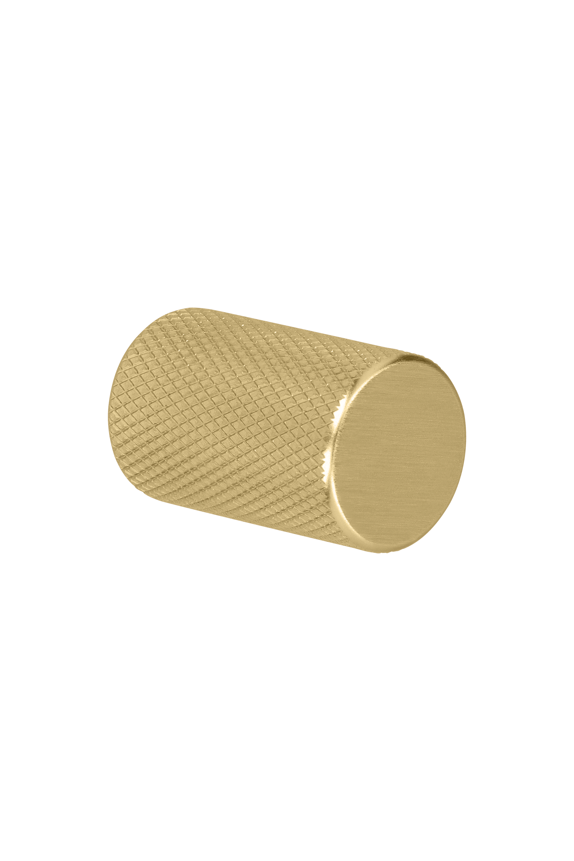 Monument handgreep in messing, zijaanzicht. Geborsteld goud, diameter van 1,75cm. Van uit de boetiek van Maatkasten Online