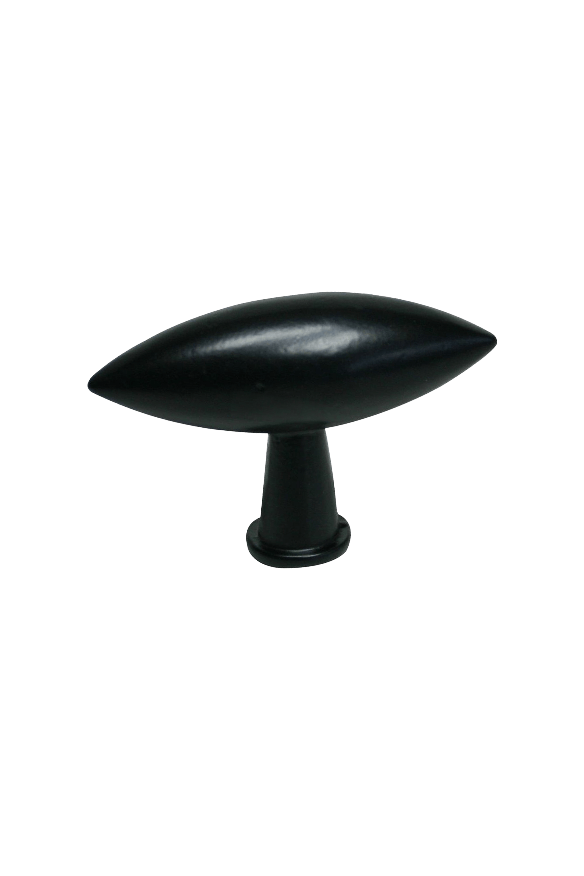 Olive handgreep in zwart, liggend. Lengte van 3,6cm. Van uit de boetiek van Maatkasten Online