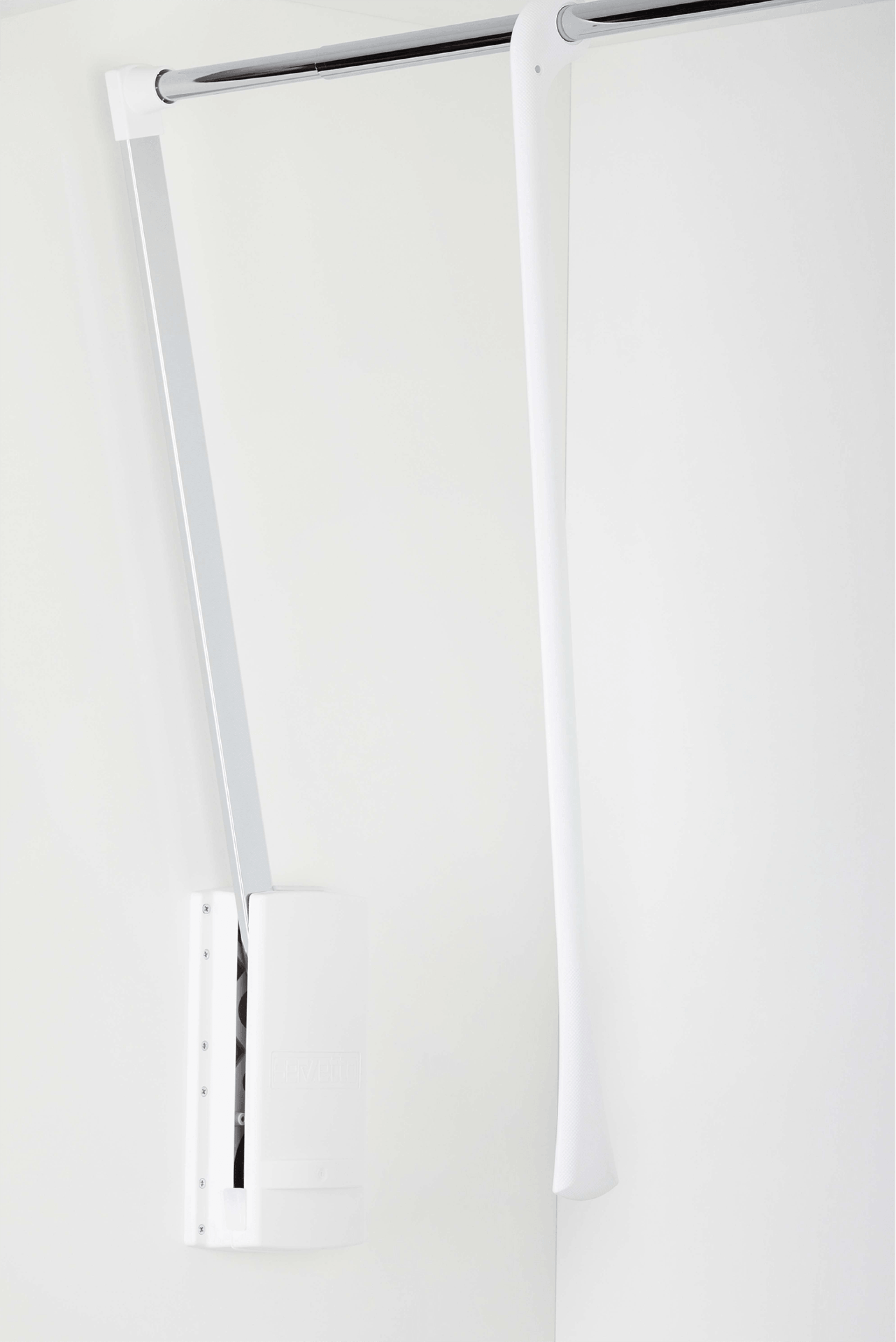Product photo of a white clothes lift for your custom-made wardrobes. Available in the Maatkasten Online boutique.